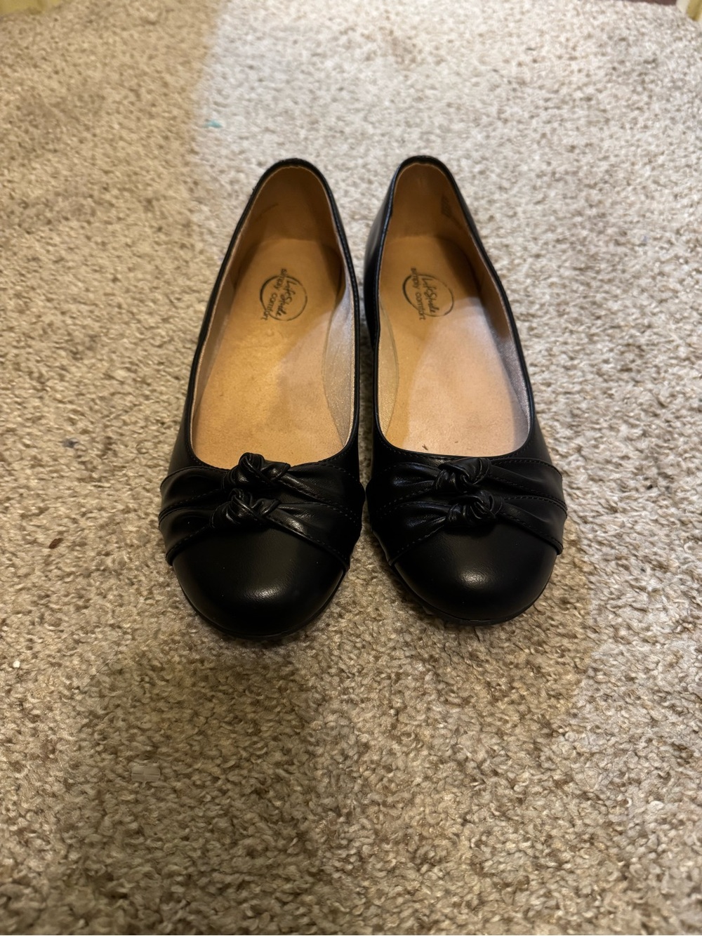 comfort plus by Lifestride Black Knotted Toe Ballet Flats